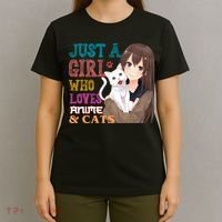 Just A Girl Who Loves Anime And Cats T-Shirt thumb 4