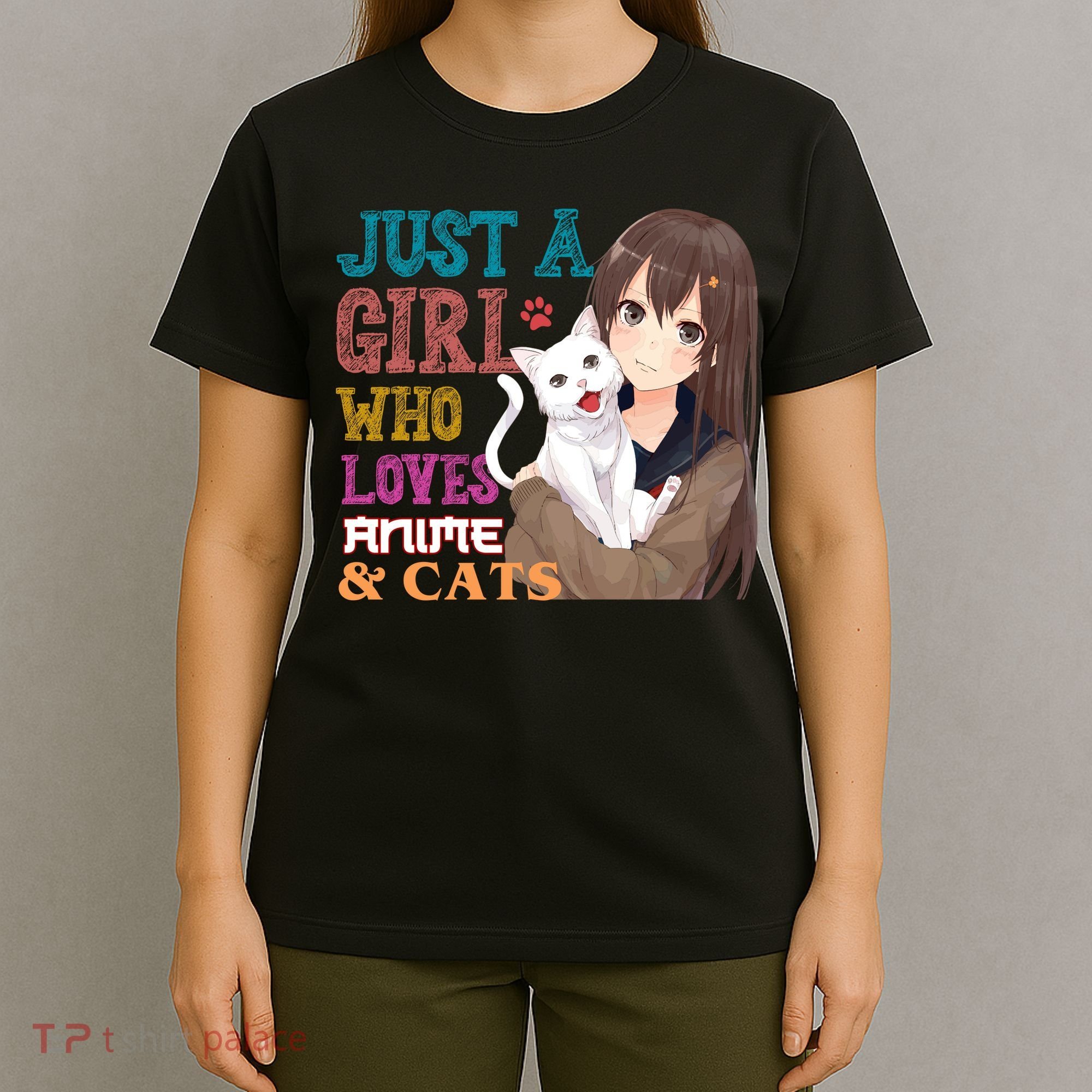 Just A Girl Who Loves Anime And Cats T-Shirt
