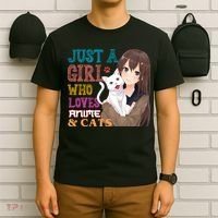 Just A Girl Who Loves Anime And Cats T-Shirt thumb 6