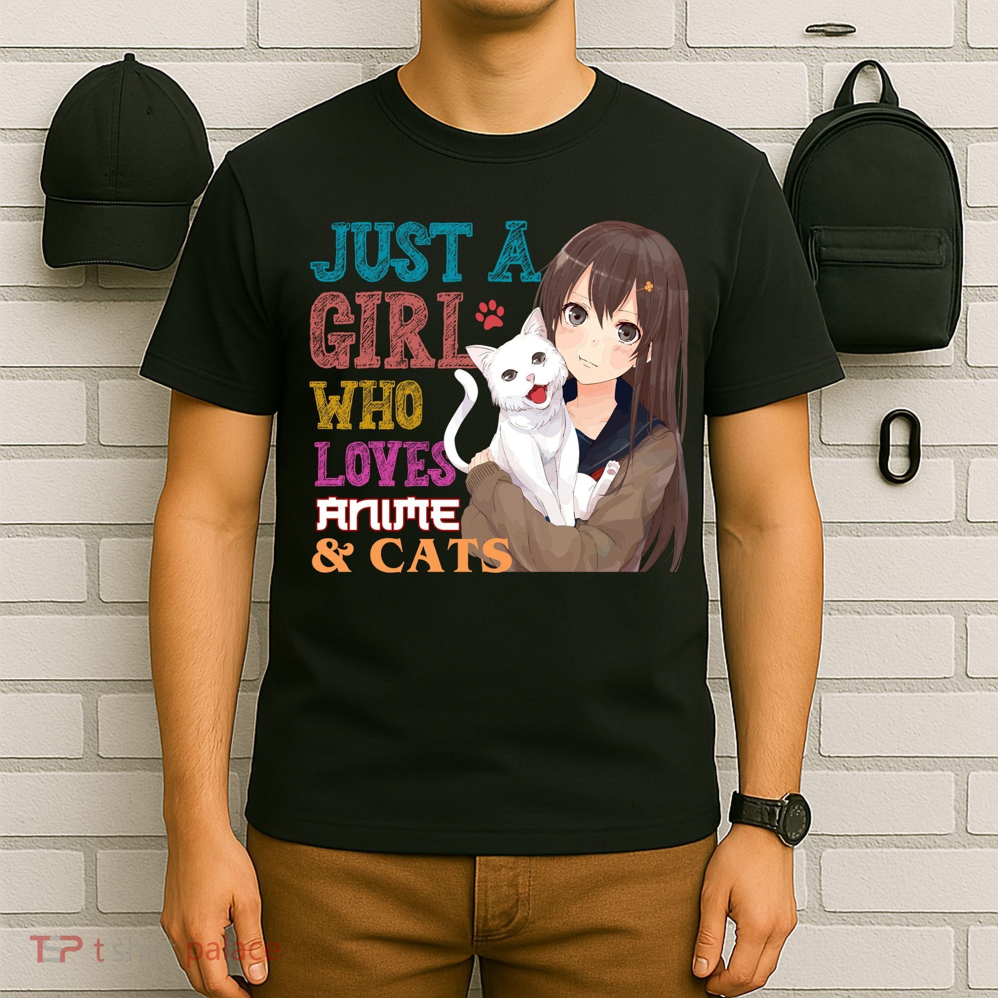 Just A Girl Who Loves Anime And Cats T-Shirt