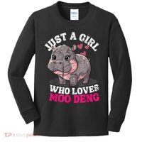 Just A Girl Who Loves Moo Deng Kids Long Sleeve Shirt thumb 0