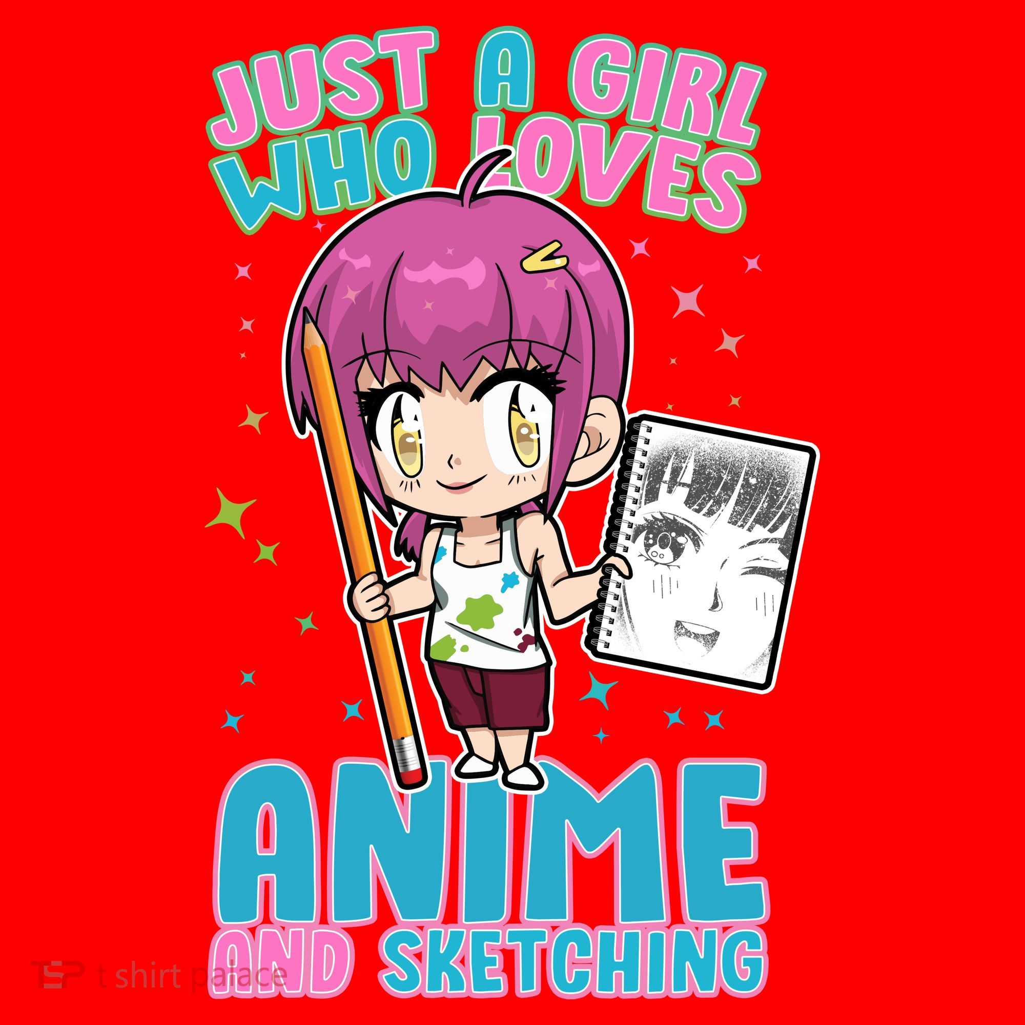 Just A Girl Who Loves Anime And Sketching Santa Hat