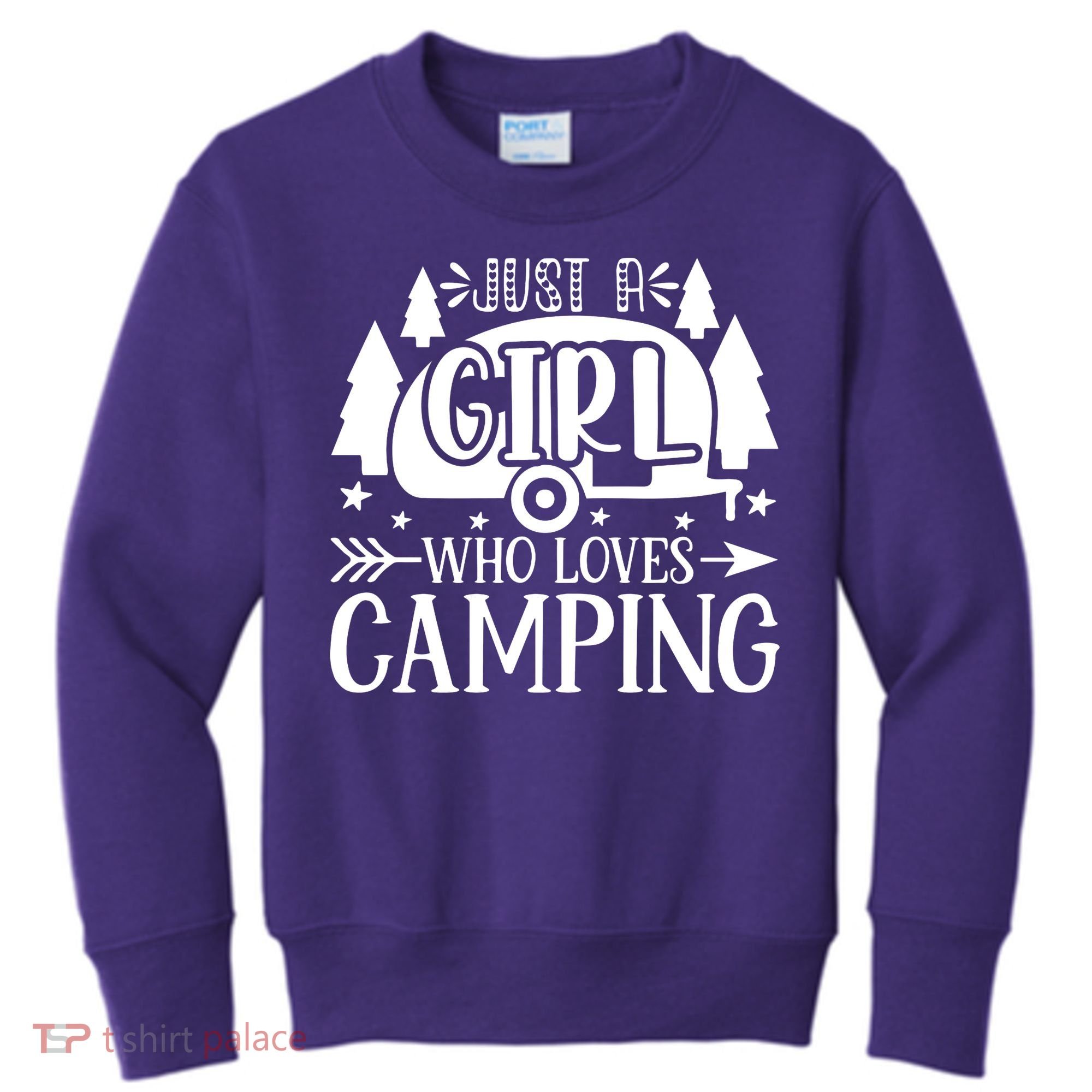 Just A Girl Who Loves Camping Kids Sweatshirt