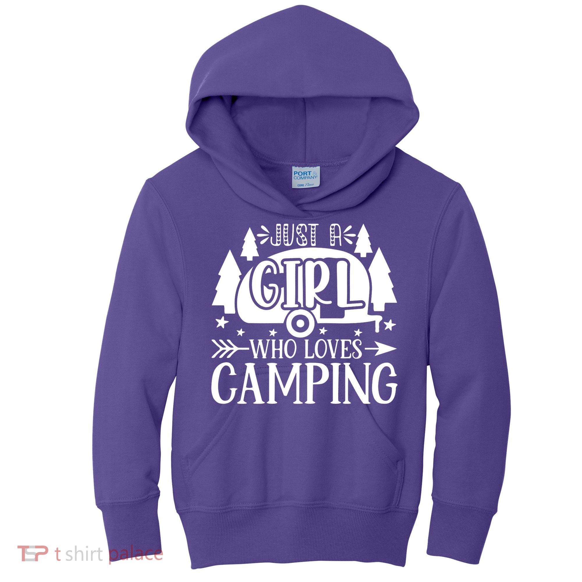 Just A Girl Who Loves Camping Kids Hoodie