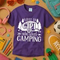 Just A Girl Who Loves Camping Kids T-Shirt thumb 3