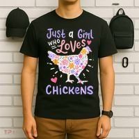 Just A Girl Who Loves Chickens Chicken Hen Love Cute T-Shirt thumb 6