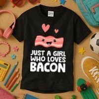 Just A Girl Who Loves Bacon Kids T-Shirt thumb 3