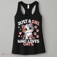 Just A Girl Who Loves Cats Cute Cat Lover Women's Tank Top thumb 3