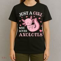 Just A Girl Who Loves Axolotls Kawaii Axolotl  T-Shirt thumb 4