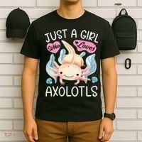 Just A Girl Who Loves Axolotls Axolotl Lovers Funny Kawaii T-Shirt thumb 6