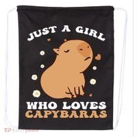 Just A Girl Who Loves Capybaras Drawstring Bag thumb 0
