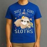 Just A Girl Who Loves Sloths Cute Sloth Lover Girls Gift T-Shirt thumb 3