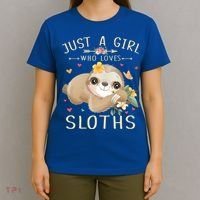Just A Girl Who Loves Sloths Cute Sloth Lover Girls Gift T-Shirt thumb 4