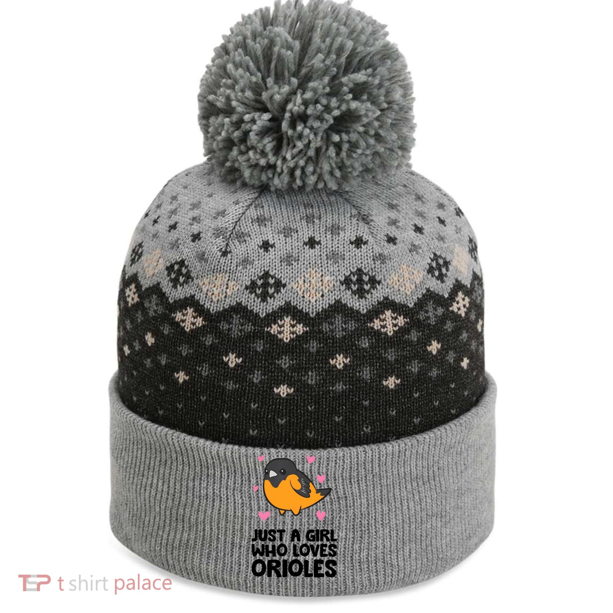 Just A Girl Who Loves Orioles The Baniff Cuffed Pom Beanie