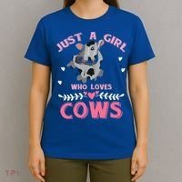 Just A Girl Who Loves Cows Cool Gift T-Shirt thumb 4