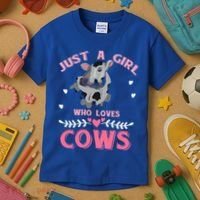 Just A Girl Who Loves Cows Cool Gift Kids T-Shirt thumb 3