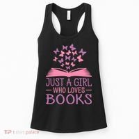 Just A Girl Who Loves Books Lovers Wo Book Worm Reading Women's Tank Top thumb 0