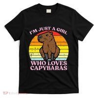 Just A Girl Who Loves Capybaras Retro Capy Rodent T-Shirt thumb 0