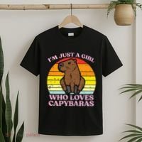 Just A Girl Who Loves Capybaras Retro Capy Rodent T-Shirt thumb 2