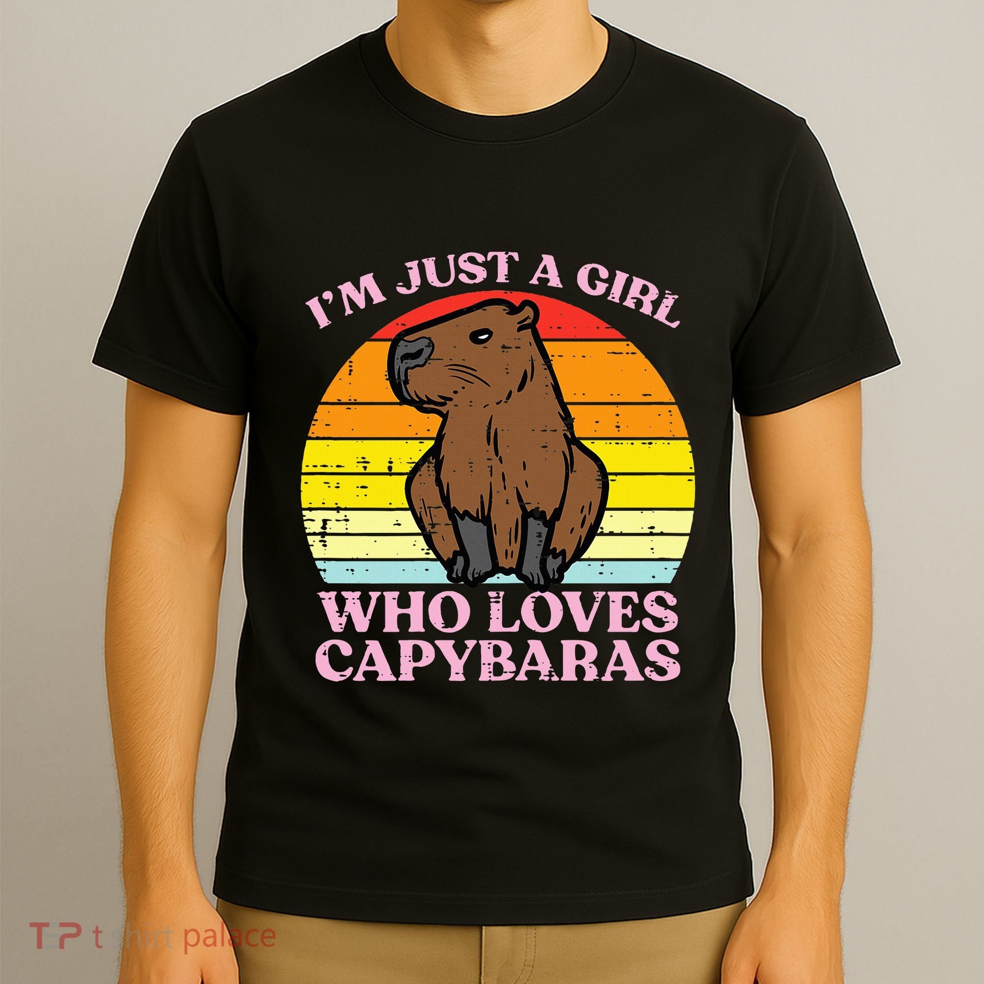 Just A Girl Who Loves Capybaras Retro Capy Rodent T-Shirt