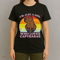 Just A Girl Who Loves Capybaras Retro Capy Rodent T-Shirt thumb 4