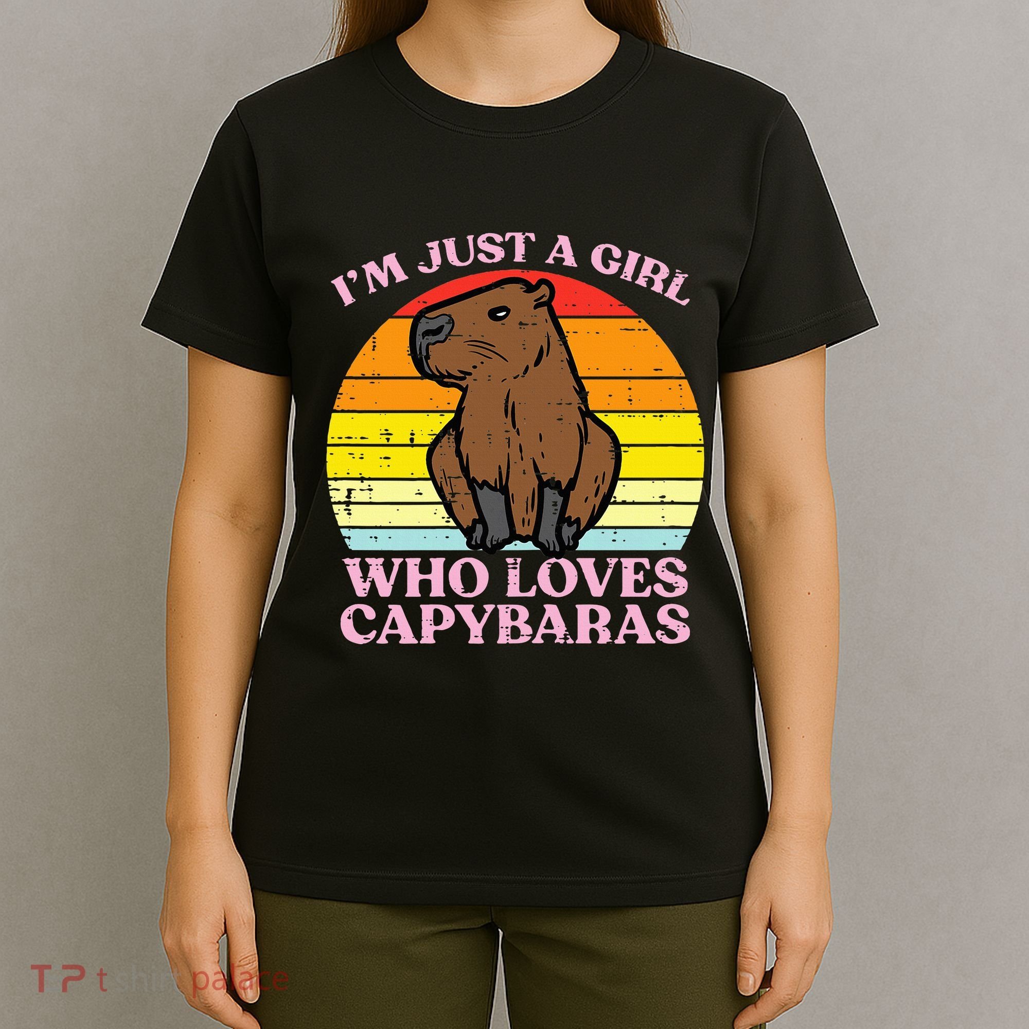 Just A Girl Who Loves Capybaras Retro Capy Rodent T-Shirt