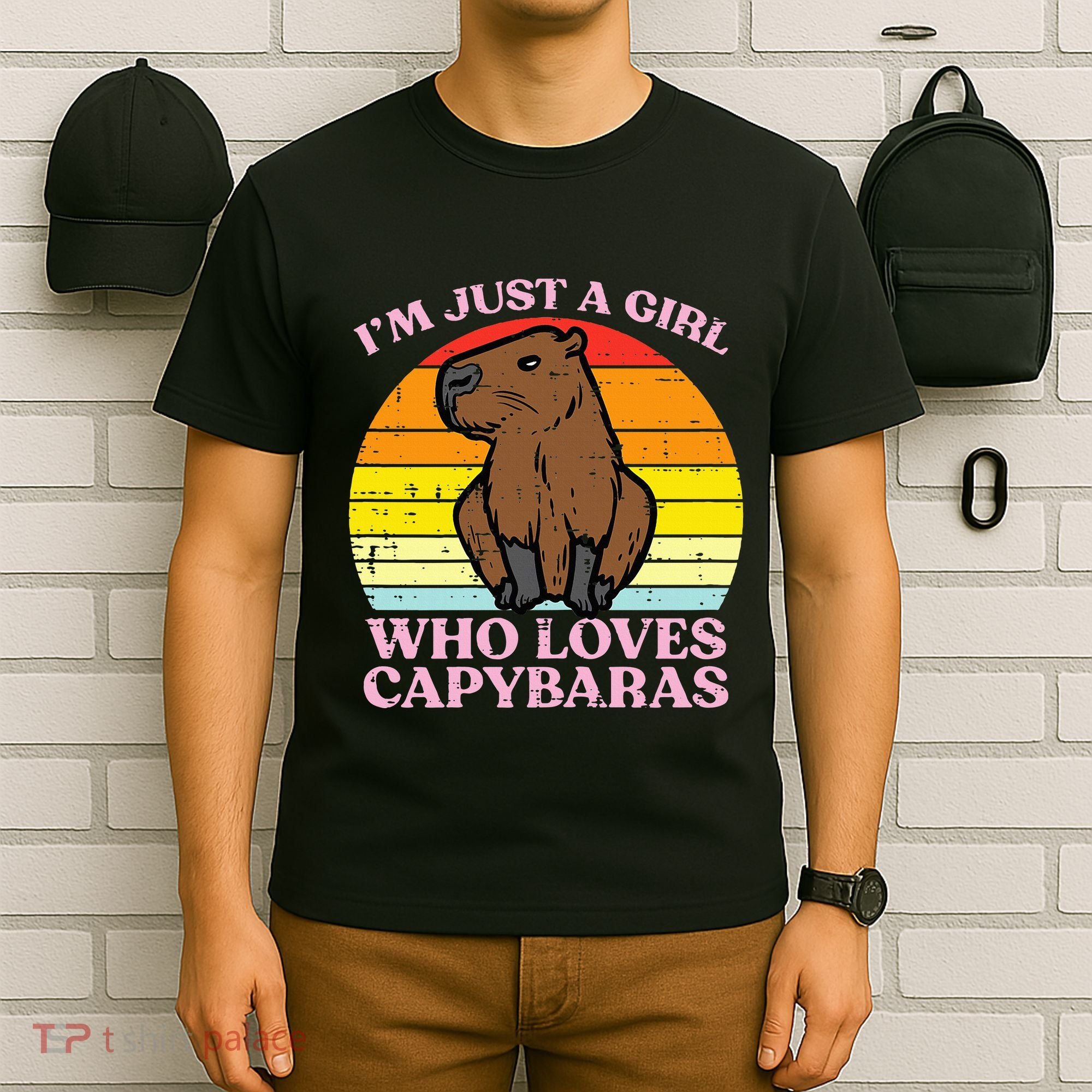 Just A Girl Who Loves Capybaras Retro Capy Rodent T-Shirt