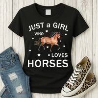 JUST A GIRL WHO LOVEs Horses Women's T-Shirt thumb 3