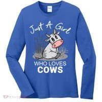Just A Girl Who Loves Cows Cute Gift Women's Long Sleeve Shirt thumb 0