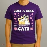 Just A Girl Who Loves Cats T-Shirt thumb 3
