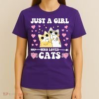 Just A Girl Who Loves Cats T-Shirt thumb 4