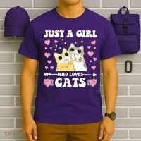 Just A Girl Who Loves Cats T-Shirt thumb 6