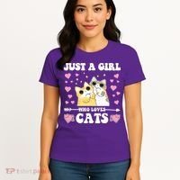 Just A Girl Who Loves Cats Women's T-Shirt thumb 4