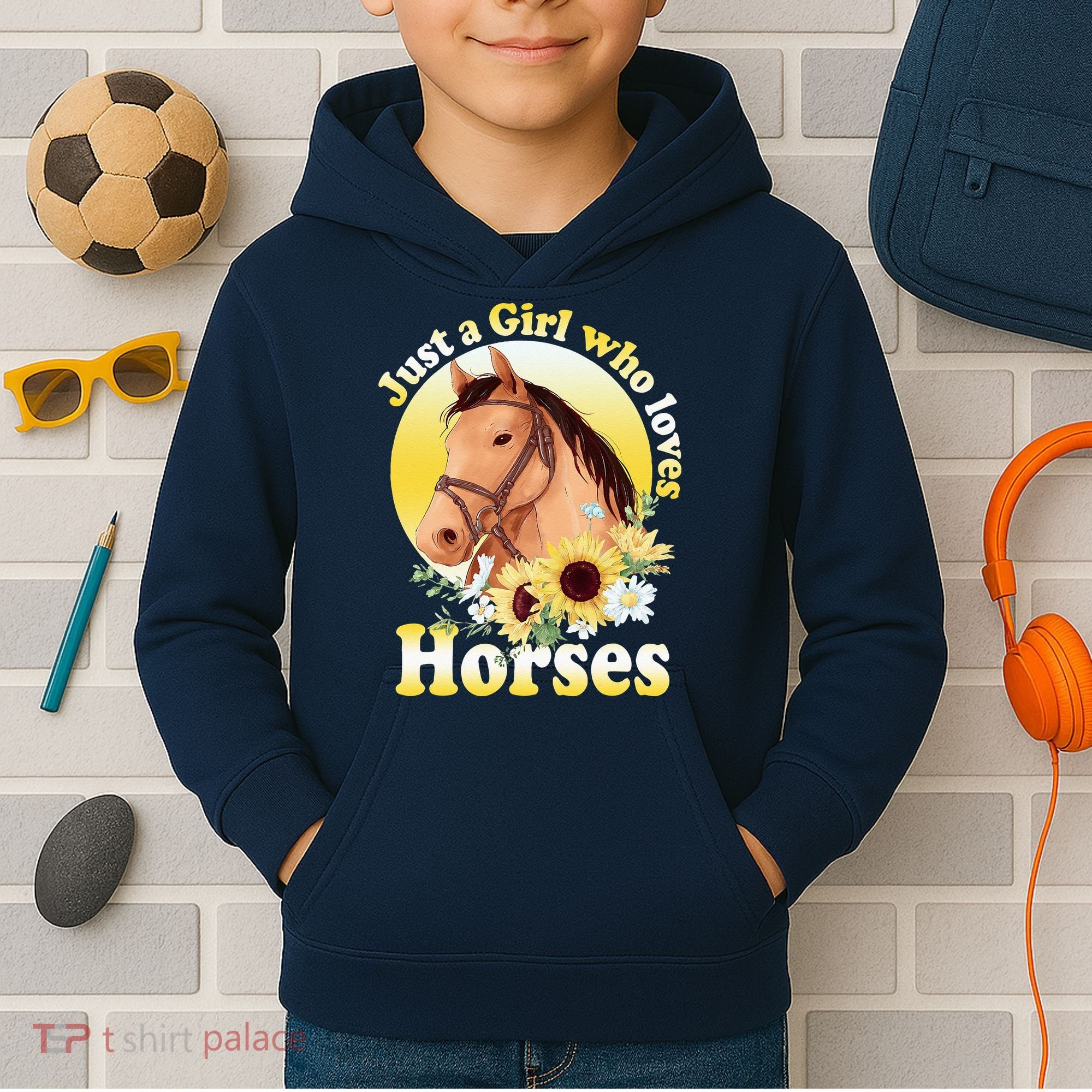 Just A Girl Who Loves Horses Riding Kids Hoodie