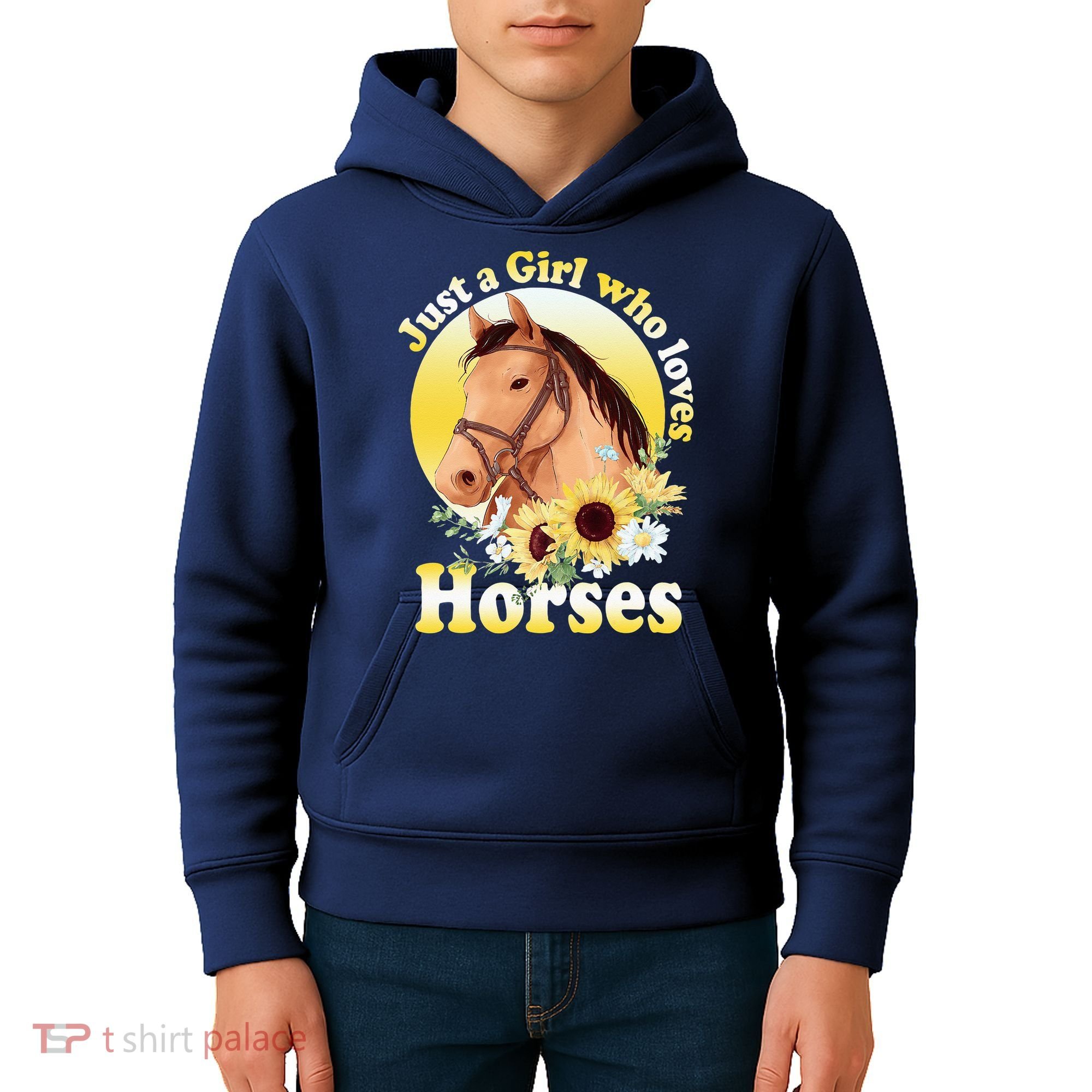 Just A Girl Who Loves Horses Riding Kids Hoodie