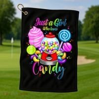 Just A Girl Who Loves Candy, Rainbow Sweets Tester Gift Golf Towel thumb 1