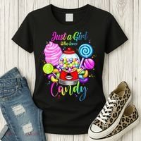 Just A Girl Who Loves Candy, Rainbow Sweets Tester Gift Women's T-Shirt thumb 3