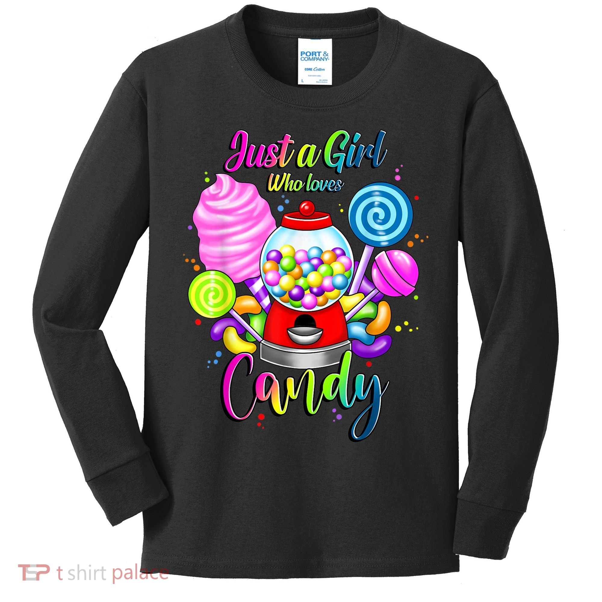 Just A Girl Who Loves Candy, Rainbow Sweets Tester Gift Kids Long Sleeve Shirt