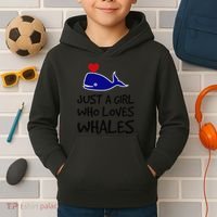 Just A Girl Who Loves Whales . Funny Whale Lover Gift Kids Hoodie thumb 2