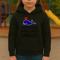 Just A Girl Who Loves Whales . Funny Whale Lover Gift Kids Hoodie thumb 3