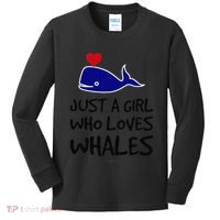 Just A Girl Who Loves Whales . Funny Whale Lover Gift Kids Long Sleeve Shirt thumb 0