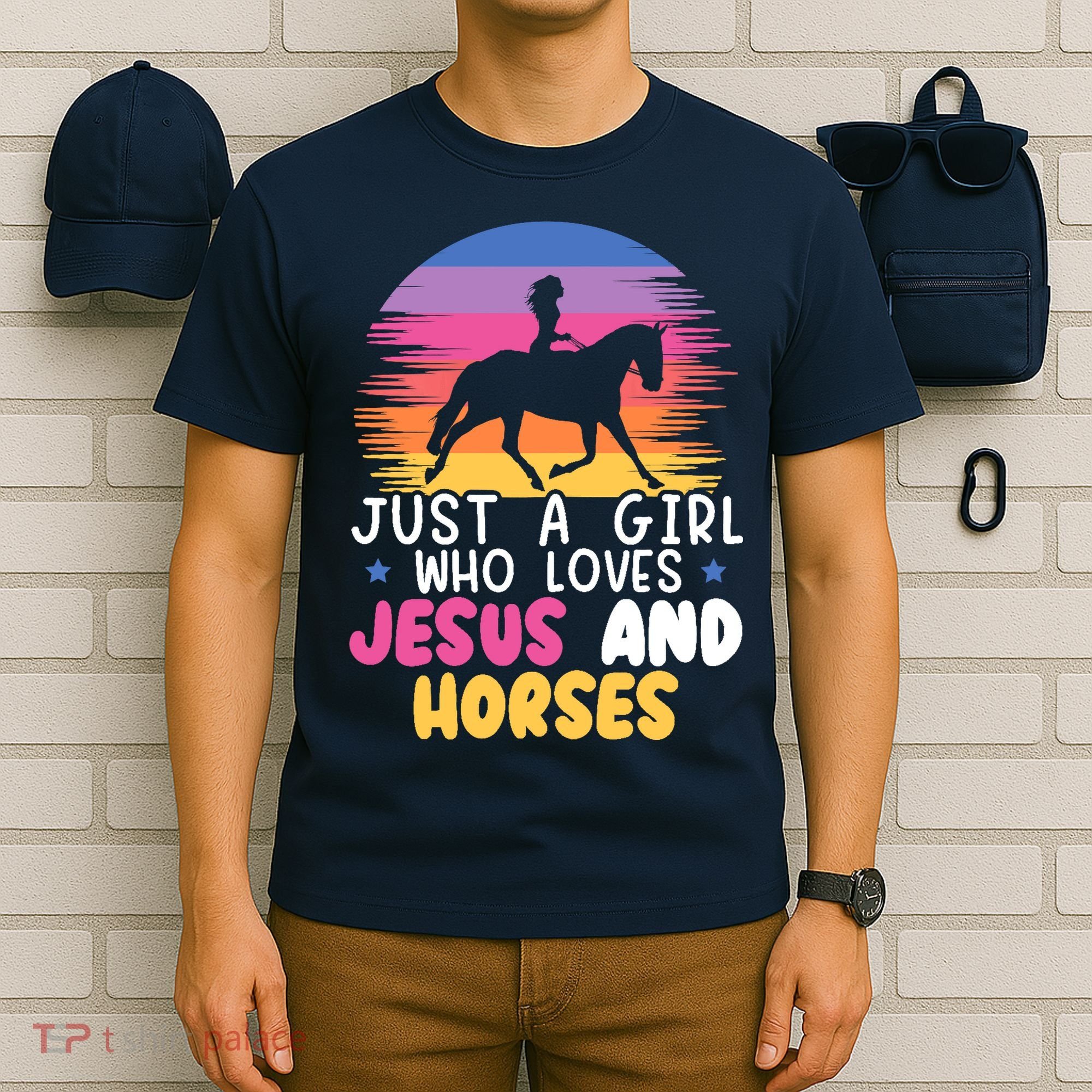Just A Girl Who Loves Jesus And Horses Equestrian Christian T-Shirt