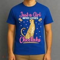 Just A Girl Who Loves Cheetahs African Savanna Zookeeper Gift T-Shirt thumb 3