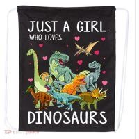 Just A Girl Who Loves Dinosaurs T Rex Dinosaur Drawstring Bag thumb 0