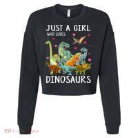 Just A Girl Who Loves Dinosaurs T Rex Dinosaur Cropped Pullover Crew thumb 0