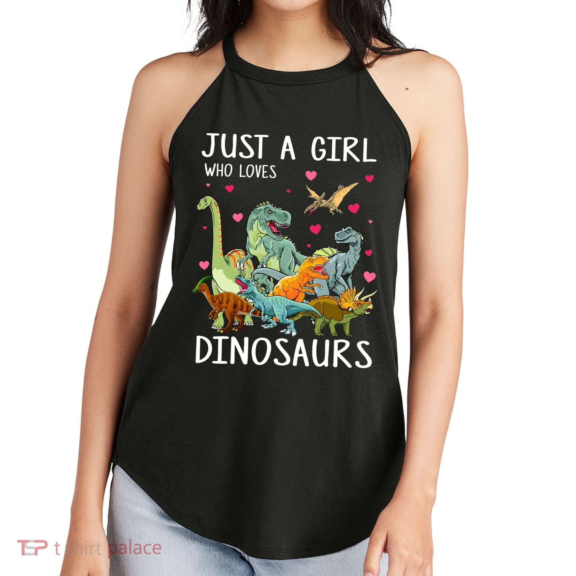 Just A Girl Who Loves Dinosaurs T Rex Dinosaur Women's Perfect Tri Rocker Tank