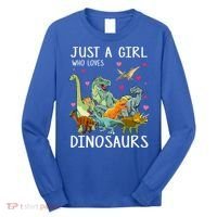 Just A Girl Who Loves Dinosaurs T Rex Dinosaur Long Sleeve Shirt thumb 0