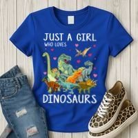 Just A Girl Who Loves Dinosaurs T Rex Dinosaur Women's T-Shirt thumb 3