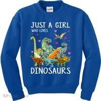 Just A Girl Who Loves Dinosaurs T Rex Dinosaur Kids Sweatshirt thumb 0