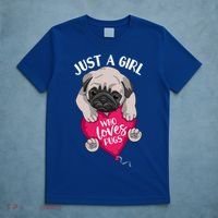 Just A Girl Who Loves Pugs Dog Lovers Cute Pug With Heart Gift T-Shirt thumb 5